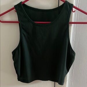 Dark Green Ribbed Sleeveless Top